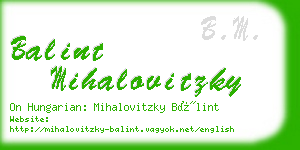 balint mihalovitzky business card